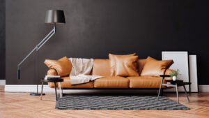 Sala de estar com aplicação de regra 60-30-10