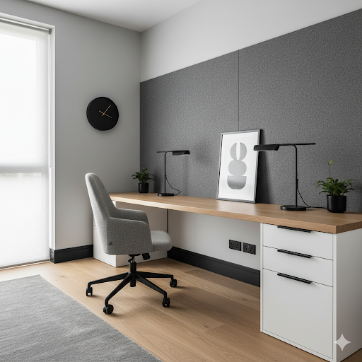 aplicação de regra 60-30-10 em escritório home office.